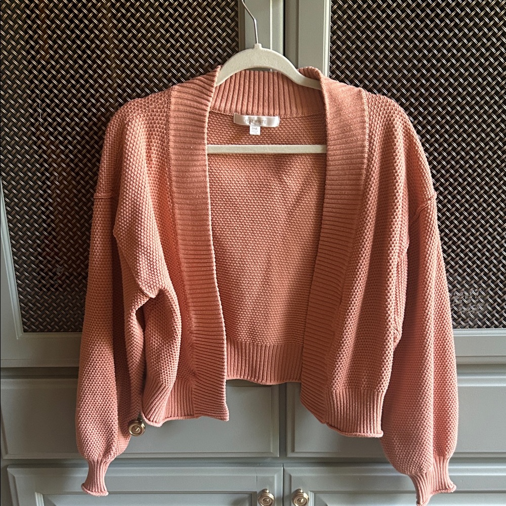 Peach Open-Front Women Sweater